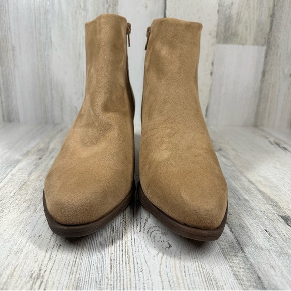 New BP Wallis Western Toe Block Heel Beige Bootie #116 - Picture 3 of 9